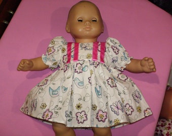 American Made 15" 16" Girl Baby Doll Clothes Soft Spring Butterfly Bird N Floral Print Baby Doll Dress fits Baby Dolls