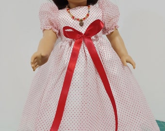 American Made 18" Girl Doll Clothes Red Dotted Swiss Organdy Princess Doll Dress Up Costume fits 18" Dolls