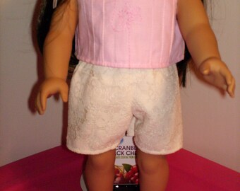 American Made 18" Girl Doll Clothes Pink Top, Lace Shorts, N Flip Flop Shoes fits 18" Girl Dolls