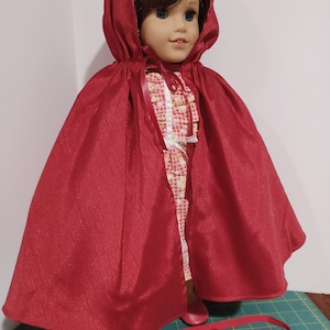 18 inch American Made Girl Doll Clothes Dress Up Little Red Riding Hood Doll Dress and Cape Outfit fits 18" Dolls