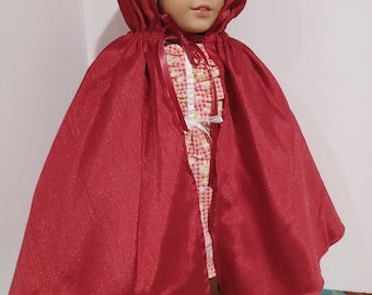 18 inch American Made Girl Doll Clothes Dress Up Little Red Riding Hood Doll Dress and Cape Outfit fits 18" Dolls