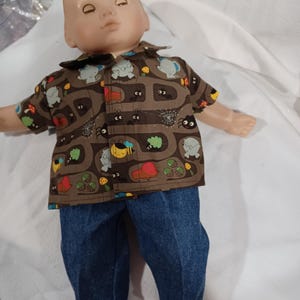 American Made 15&quot; 16&quot; Boy or Girl Baby Doll Clothes Ants Underground and  Bandana Print Shirt and Jeans Pants fits 15-16 inch baby dolls
