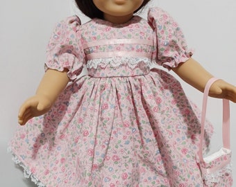 American Made 18" Girl Doll Clothes Pink Floral Print N Lace Classic Party Doll dress Fits 18" Dolls