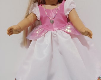 18" American Made Girl Doll Clothes Piink Cinderella Style Princess Doll Dress Fits 18" Dolls