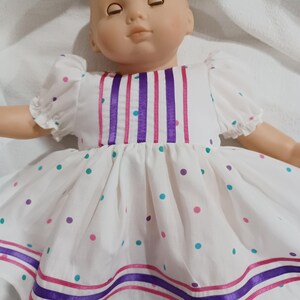 15&quot; 16&quot; American Made Classic Girl Baby Doll Clothes Purple Pink N Teal Dots Doll Dress with panties fits 14&quot; 15&quot; 16&quot; Dolls