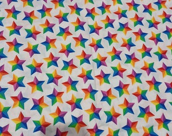 2 yds 34" of a Colorful Rainbow Star Print Cotton Quilting Fabric by JoAnn Fabric #396