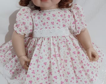 16" 18" American Made Larger Girl Baby Doll Clothes Pink Floral N Lace Dress with panties fits Larger Baby Dolls