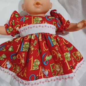 15&quot; 16&quot; American Made Girl Baby Doll Clothes Red N Colorful Numbers N Animal Print Doll Dress with panties fits 14&quot; 15&quot; 16&quot; Dolls