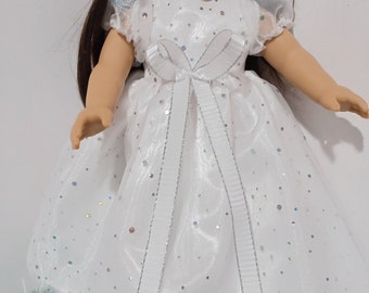 American Made 18" Girl Doll Clothes White with Silver Glitter Dots Print Princess Doll Dress Up Costume fits 18" Dolls
