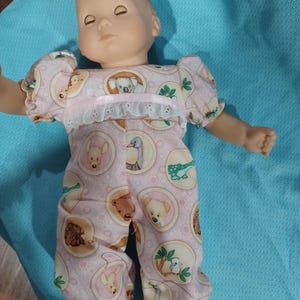 15&quot; 16&quot; American Made Baby Doll Clothes Pink Bubbles N Animal Nursery Print Doll Romper fits Girl Baby Dolls