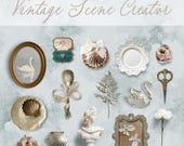 Adesivi digitali vintage per creatori di scene, Clipart realistiche per creatori di Mockups, Pianificazione, Mood Board, Canva, Good Notes