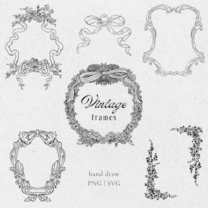 Cornici classiche floreali SVG PNG, cornici barocche vittoriane, ghirlande floreali, decorazioni matrimoni, design matrimoni, bordi floreali
