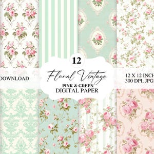 Clipart fiori stile vittoriano, carta digitale stampabile, clipart fiori matrimonio, clipart fiori vintage rosa, pattern fiori vintage rosa
