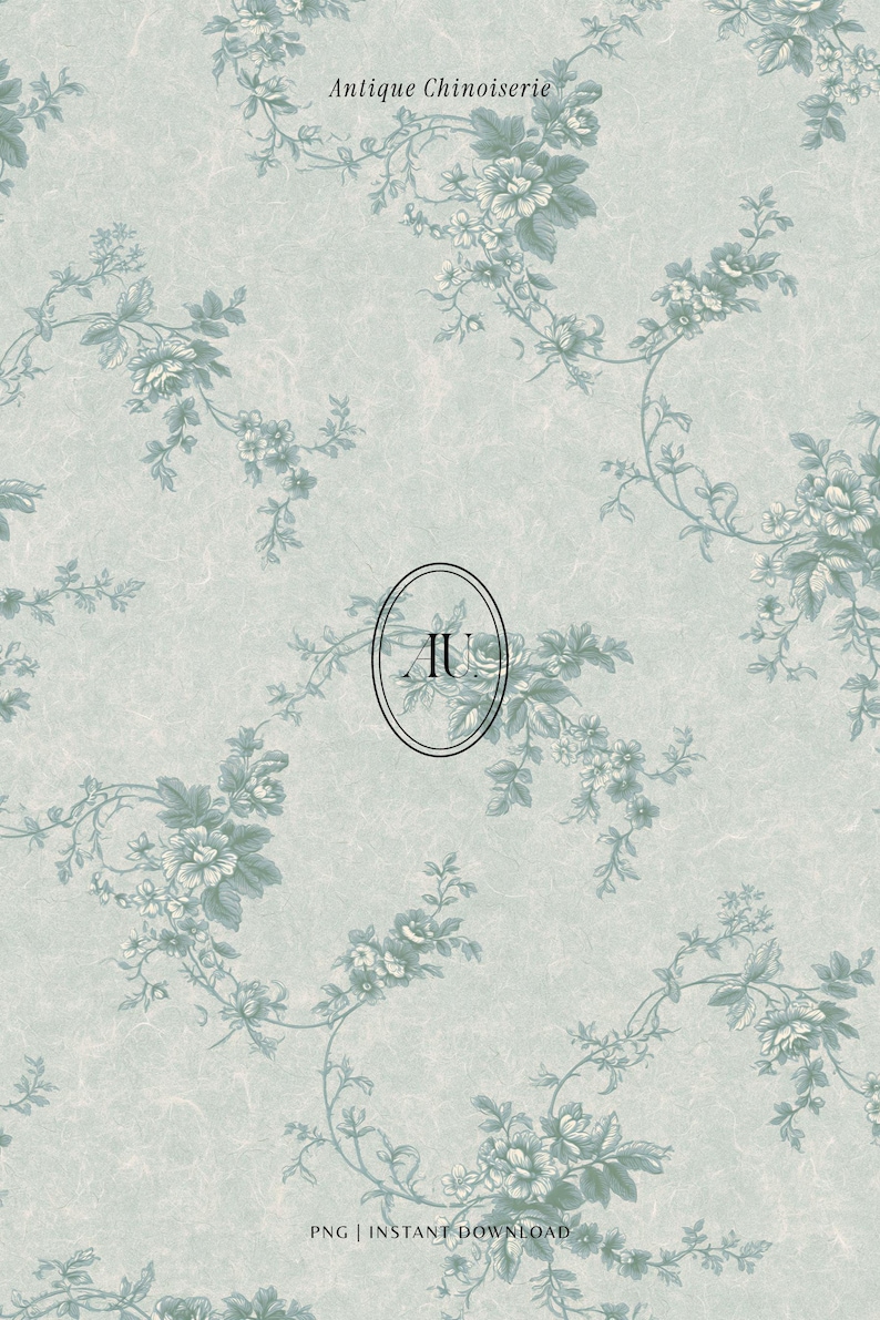 French Toile Vintage Backgrounds, Green Chinoiserie Antique Textured ...