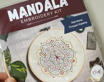 Mandala Embroidery Kit - Hoop Embroidery Beginner Kit - 7" Hoop Kit