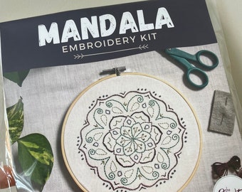 Mandala Embroidery Kit - Hoop Embroidery Beginner Kit - 7" Hoop Kit