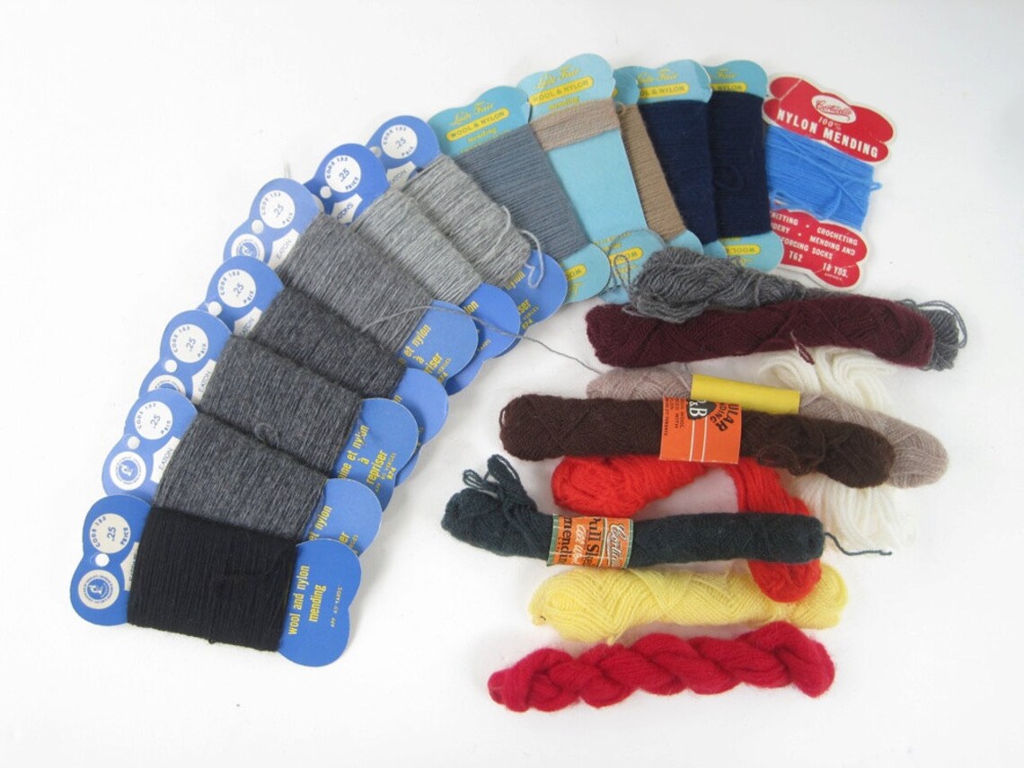 Mending Wool Vintage Sock Mending Darning Thread Wool Etsy
