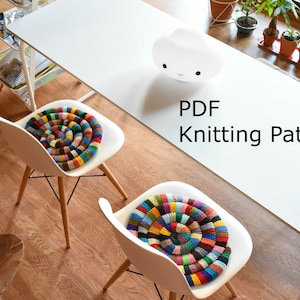 PDF Pattern Knitted Chair Pad Egg Chair Pillow Knitting Pattern DIY Rocking Chair Pad Pattern Eames Chair Pad Pattern Seat Cosie image 1