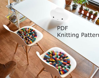 Knitted Chair Pad Pattern: DIY Seat Cozy, Eames Chair Cushion (PDF Pattern)