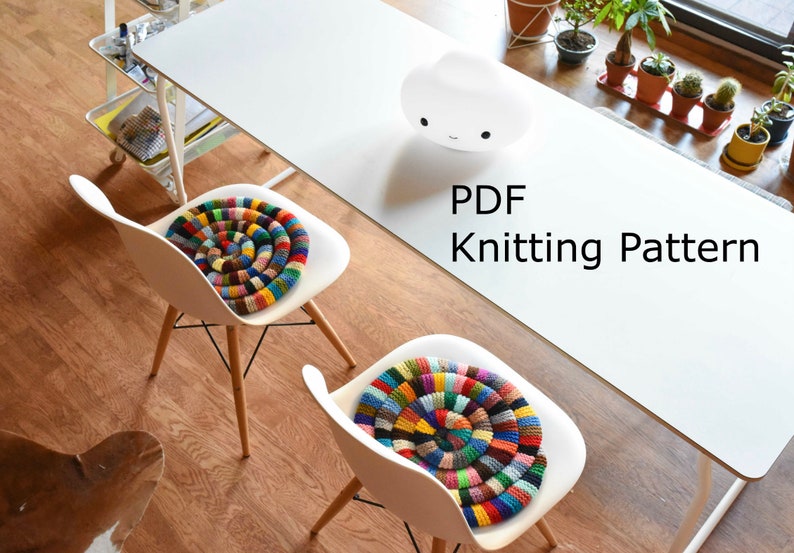 PDF Pattern Knitted Chair Pad Egg Chair Pillow Knitting Pattern DIY Rocking Chair Pad Pattern Eames Chair Pad Pattern Seat Cosie image 1