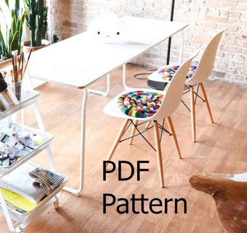 PDF Pattern Knitted Chair Pad Egg Chair Pillow Knitting Pattern DIY Rocking Chair Pad Pattern Eames Chair Pad Pattern Seat Cosie image 2