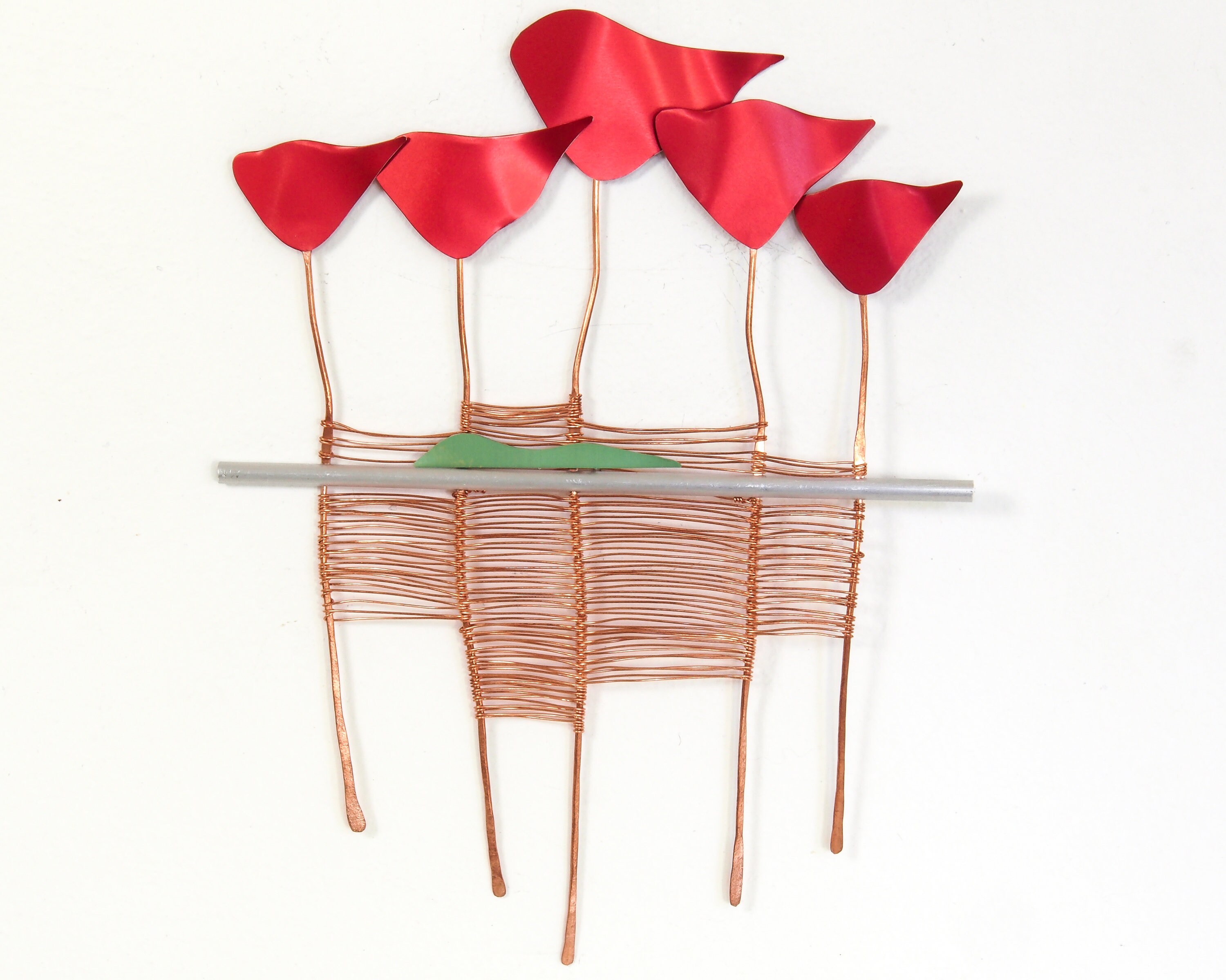 Poppy Metal Wall Sculpture Five Flowers Etsy