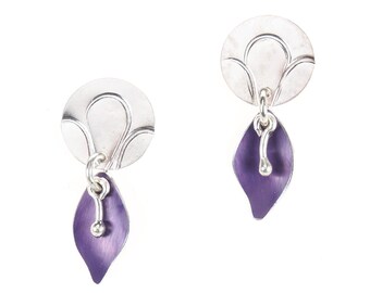 Sterling Silver and Purple Anodized Aluminum Post Earrings - Fuchsia Collection by Mandy Allen