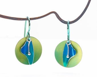 Tiny Wings - Anodized Aluminum Earrings made by Mandy Allen, Metal Arts