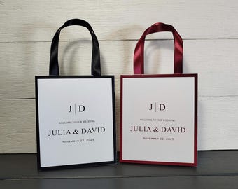 30 Welcome Wedding Bags, Handmade Souvenir Bag with satin ribbon handles Wedding Day