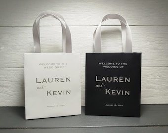 30 Personalized Wedding Favor Bags, Welcome Gift Bag with satin ribbon handles