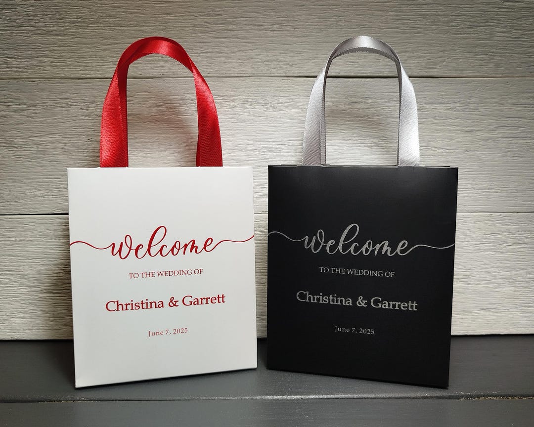 20 Personalized Wedding Favor Bags, Welcome Gift Bag With Satin Ribbon ...