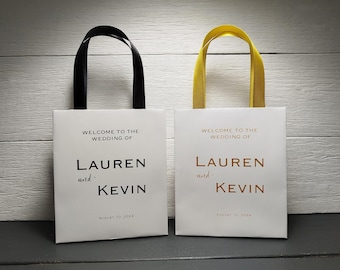 20 Personalized Wedding Favor Bags, Welcome Gift Bag with satin ribbon handles