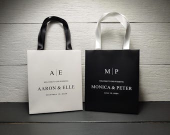 25 Wedding Thank You Bags for Guests, Welcome Gift Bag with satin ribbon handles