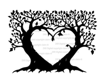 Heart Tree dxf, Love Heart Tree svg, heart with tree dxf, love gift svg, Tree Vector, Tree Svg, Family Tree Svg, love, tree, heart, Cut File