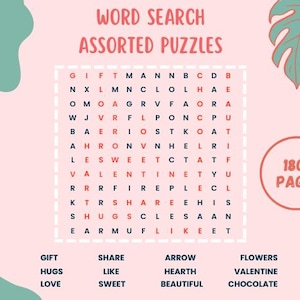 Word Search Puzzle Print, Easy Word Search for Kids, 180+ Printable Puzzle Pages, Includes Solutions, Relaxing Activity, Digital Download