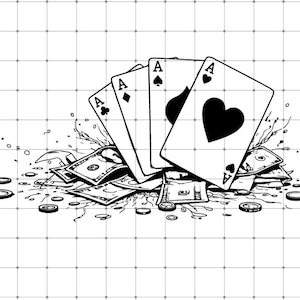 Four Aces Playing Card, Playing Cards Svg, Aces svg, Poker Cards svg, Royal Flush Clip Art, Cards Clip Art, 4 Aces Poker Card, Gamble Chips