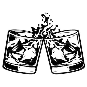 Whisky two glass,whiskey glass svg, whiskey glass clipart, falling whiskey glass, whiskey svg, whiskey cut file, cheers svg, celebration svg