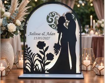 Personalized wedding Couple Sign svg | Custom Bride & Groom Laser Cut File | Wooden wedding decor | glow light sign
