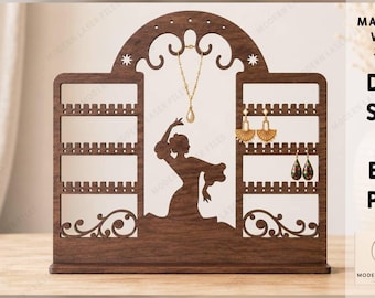 Flamenco Jewelry Organizer SVG, Dancer Earring Holder, Laser Cut Jewelry Stand, Wooden Jewelry Display, DXF Laser Cut File