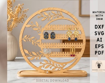 Personalized Jewelry Organizer with Name Wooden Earring Holder Laser Cut Jewelry Display Stand Custom Jewelry Rack Gift for Women