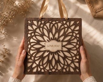 Laser Cut Gift Box SVG Bundle, Wooden Gift Box DXF, Love You Gift Box Template, CNC Laser Cut File, Glowforge Files, Gift Basket Box Plan