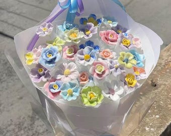Handmade Ceramic Flower Bouquet – Everlasting Love Gift.