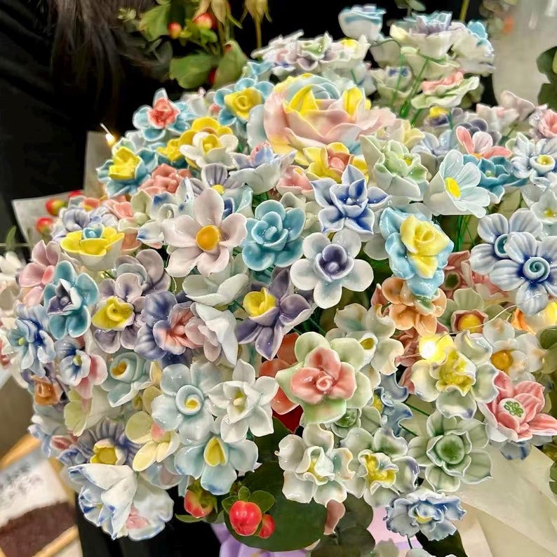 Handmade Ceramic Flowers,everlasting Blooms. for Home Decor ...