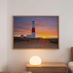 Incredible Sunrise over Portland Bill Lighthouse: Home décor Landscape Digital Photo print wall art.