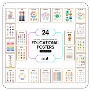 24 carteles educativos imprimibles con alfabeto bohemio Montessori para decoración de aulas en casa, tarjetas para niños, arte mural para la educación en casa.
