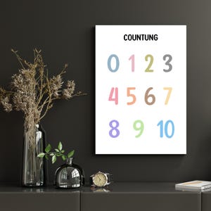 123 Zahlenposter Print Neutral Kinder Kinder Spielzimmer Lernposter Montessori Mathe Klassenzimmer Dekor Poster Homeschool Prints