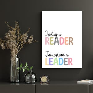 „Heute ein Leser Morgen ein Anführer“ Boho Poster druckbares Poster Montessori Klassenzimmer Dekor Poster homeschool Drucke Motivations-Klassenzimmer Poster