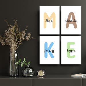 Set di 4 cartelli decorativi per la decorazione da parete dell'aula, poster per l'angolo artistico della sala giochi, poster creativo per l'aula Montessori, stampe per la scuola domestica