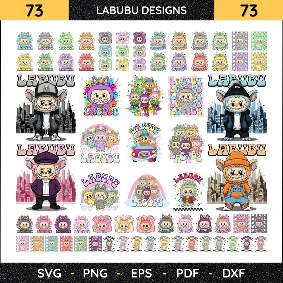 Labubu Clipart: Vector svg, png, pdf, eps, dxf (Digital Download)