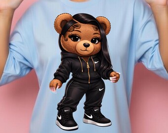 Luxury Designer Teddy Bear PNG: Urban Streetwear Art (Digital Download)